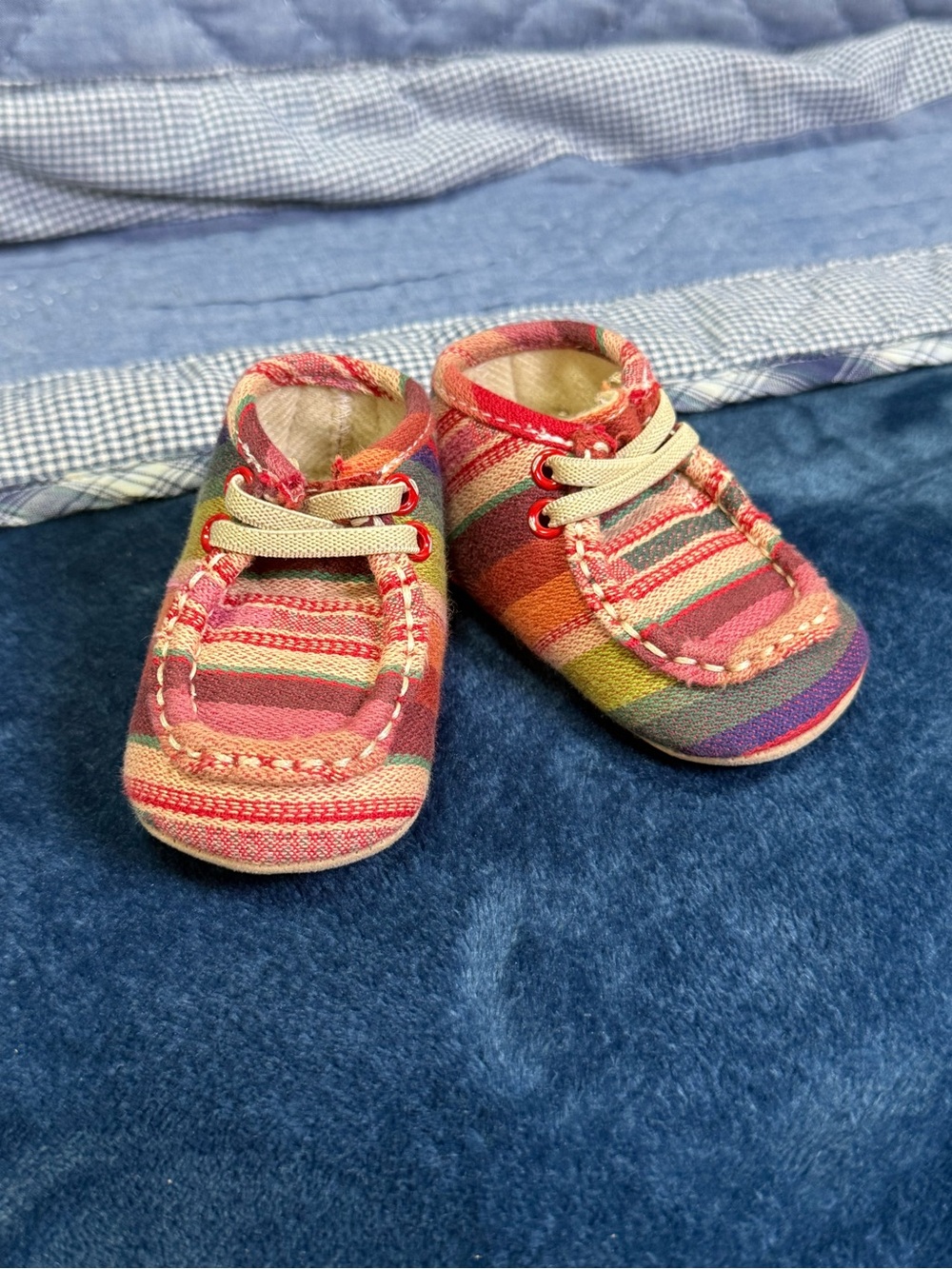 Twister Multicolor Striped Canvas Baby Moccasins